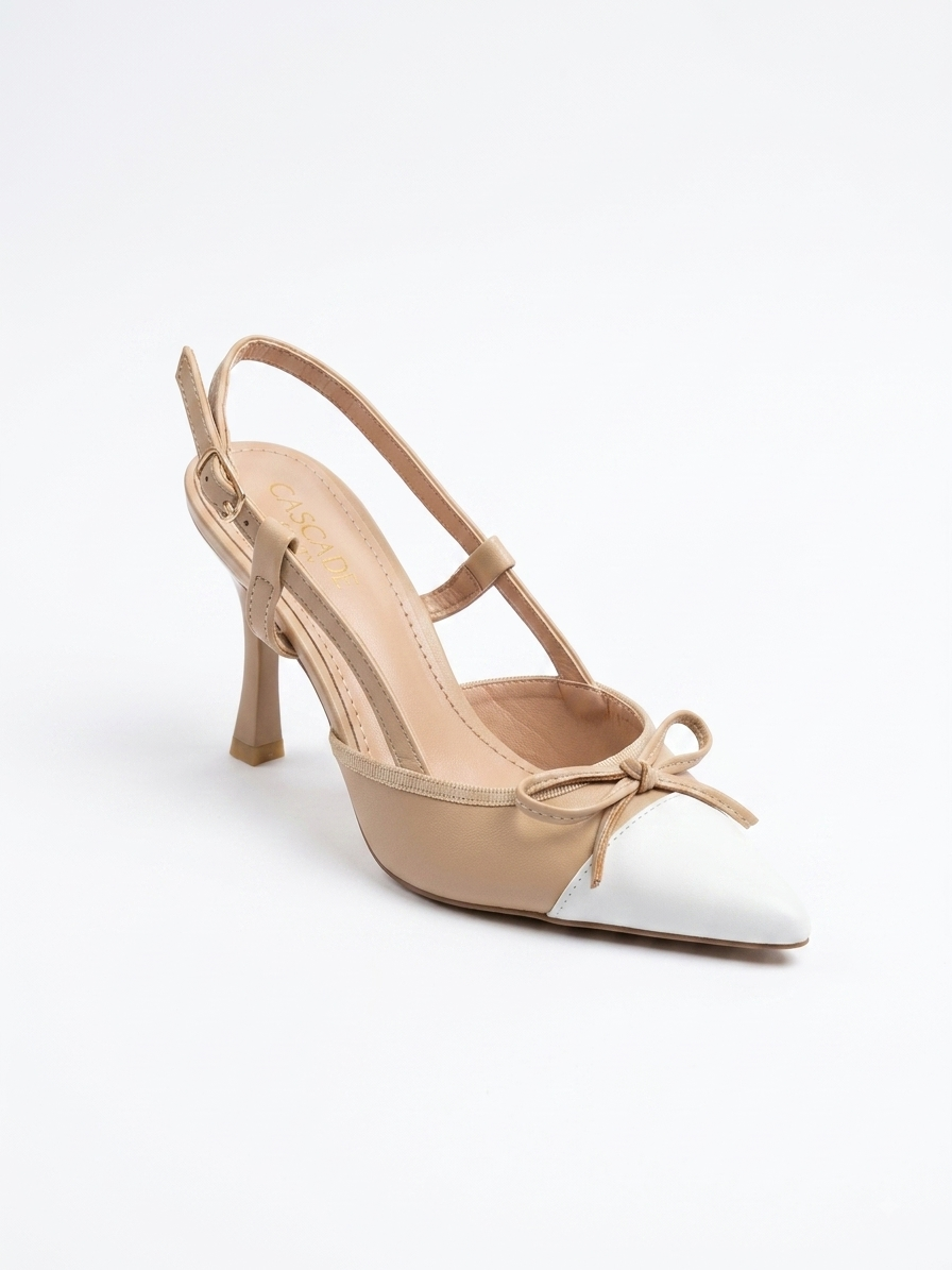 Two-Tone Bow Slingback Pumps