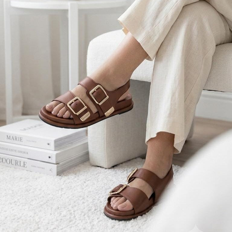 Aura Buckle Slingback Sandals