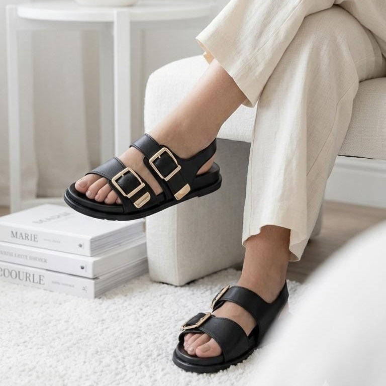 Aura Buckle Slingback Sandals