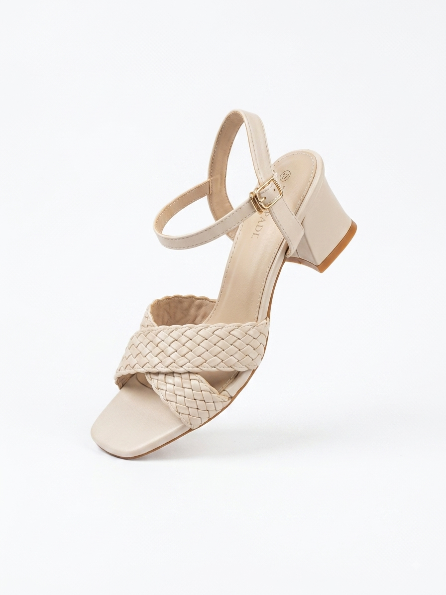 Woven Strap Block Heel Sandals