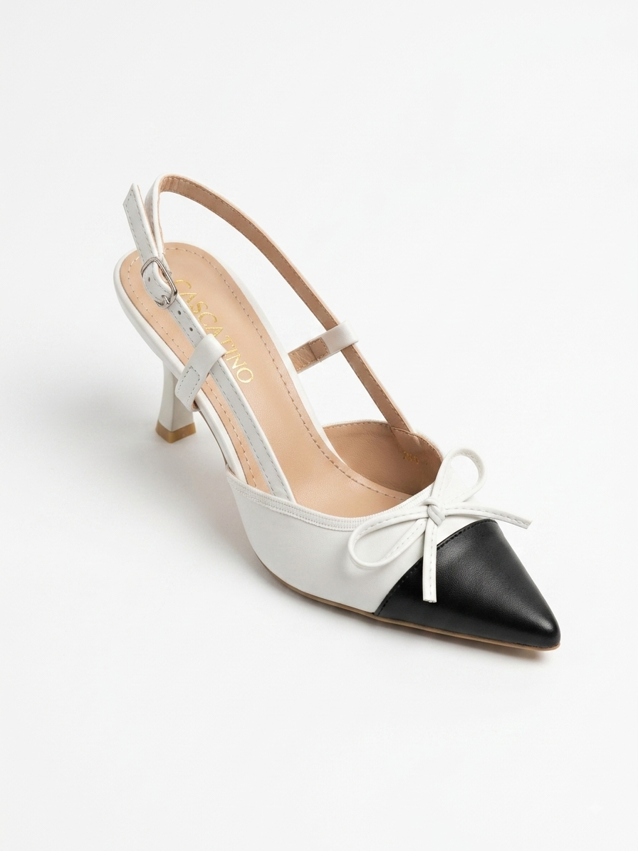 Two-Tone Bow Slingback Pumps