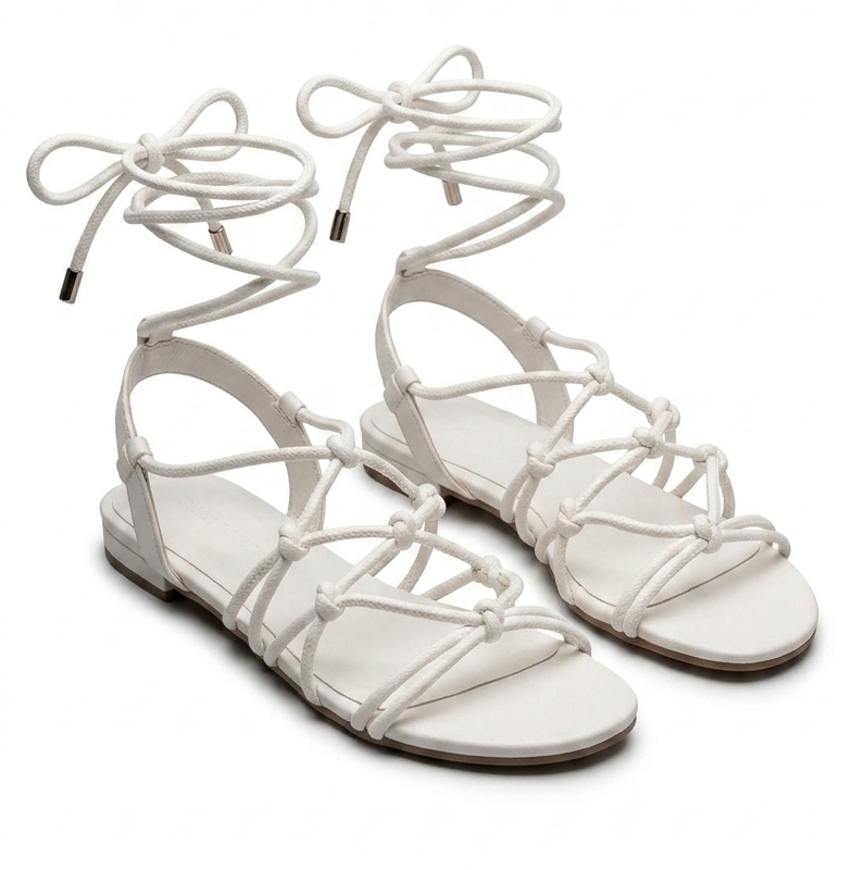 Knot Lace-Up Flat Sandals